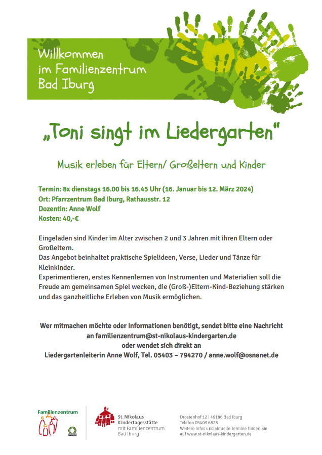 Toni singt im Liedergarten
